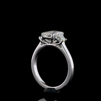 14K White Gold Three Stone Ring with 1.27 Carat Emerald Cut Lab Diamond and 0.50 Carat Trapezoid Side Stones - 1.77 Carat Total Diamond Weight D VVS1 IGI Certified - Covaloro Fine Jewelry