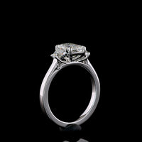14K White Gold Three Stone Ring with 1.27 Carat Emerald Cut Lab Diamond and 0.50 Carat Trapezoid Side Stones - 1.77 Carat Total Diamond Weight D VVS1 IGI Certified - Covaloro Fine Jewelry