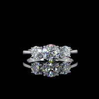 14K White Gold Three Stone Ring with 1.42 Carat Total Weight Round Brilliant Cut Lab Grown Diamonds in E-F Color VS Clarity - Covaloro Fine Jewelry