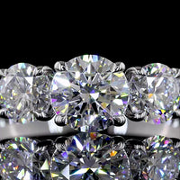 14K White Gold Three Stone Ring with 1.42 Carat Total Weight Round Brilliant Cut Lab Grown Diamonds in E-F Color VS Clarity - Covaloro Fine Jewelry