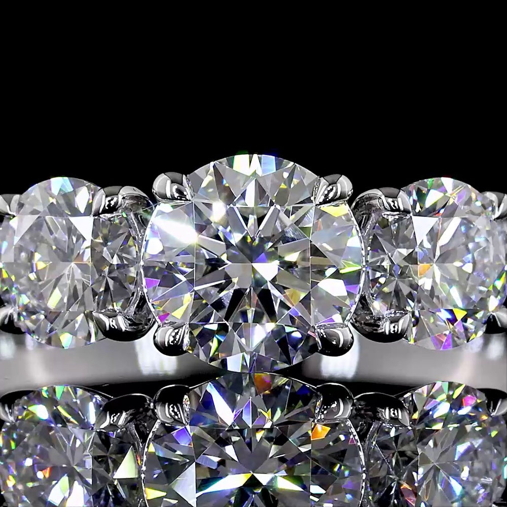 14K White Gold Three Stone Ring with 1.42 Carat Total Weight Round Brilliant Cut Lab Grown Diamonds in E-F Color VS Clarity - Covaloro Fine Jewelry