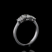 14K White Gold Three Stone Ring with 1.42 Carat Total Weight Round Brilliant Cut Lab Grown Diamonds in E-F Color VS Clarity - Covaloro Fine Jewelry