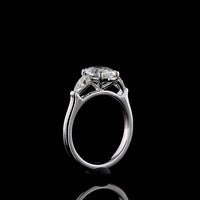 14K White Gold Three Stone Ring with 1.54 Carats Oval Cut Lab Diamond and 0.46 Carats Pear Shape Lab Diamonds - Total 2 Carats IGI Certified - Covaloro Fine Jewelry