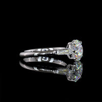 14K White Gold Three-Stone Ring with 2.00 Carats Round Brilliant Lab Diamond and 0.38 Carats Baguette Side Stones - Total 2.38 Carats, IGI Certified D VVS2 - Covaloro Fine Jewelry
