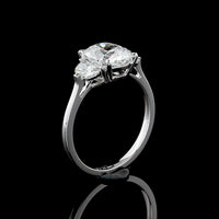 14K White Gold Three Stone Ring with 2.02 Carat Cushion Modified Lab Diamond and 0.49 Carat Half-Moon Lab Diamonds - Total 2.51 Carats - Covaloro Fine Jewelry