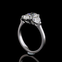 14K White Gold Three Stone Ring with 2.02 Carat Oval and 0.83 Carat Half-Moon Lab Diamonds - 2.85 Carat Total Weight - Covaloro Fine Jewelry