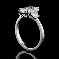 14K White Gold Three Stone Ring with 2.03 Carat Radiant Cut Lab Diamond and Half-Moon Side Stones - 2.77 Carat Total Diamond Weight - Covaloro Fine Jewelry