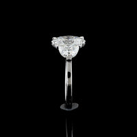 14K White Gold Three Stone Ring with 2.14 Carat Oval Lab Diamond and Half-Moon Side Diamonds (Total 2.94 Carats) - GIA Certified E VS1 - Covaloro Fine Jewelry