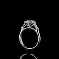 14K White Gold Three Stone Ring with 2.50 Carat Round Brilliant Cut Lab Diamond and Baguette Side Stones - 2.98 Carat Total Diamond Weight - Covaloro Fine Jewelry