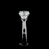 14K White Gold Three Stone Ring with 4.21 Carat Round Brilliant Cut Lab Diamond and 1.03 Carat Half-Moon Lab Diamonds - 5.24 Carat Total Diamond Weight - Covaloro Fine Jewelry