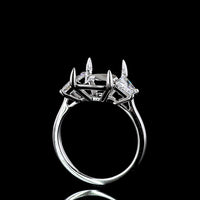 14K White Gold Three Stone Ring with 5.01 Carat Radiant Cut Lab Diamond and 1.38 Carat Trapezoid Side Stones - 6.39 Carat Total Weight - Covaloro Fine Jewelry