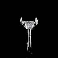 14K White Gold Three Stone Ring with 5.01 Carat Radiant Cut Lab Diamond and 1.38 Carat Trapezoid Side Stones - 6.39 Carat Total Weight - Covaloro Fine Jewelry
