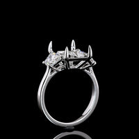 14K White Gold Three Stone Ring with 5.01 Carat Radiant Cut Lab Diamond and 1.38 Carat Trapezoid Side Stones - 6.39 Carat Total Weight - Covaloro Fine Jewelry