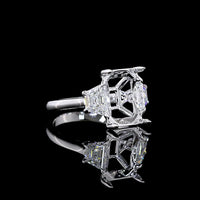 14K White Gold Three Stone Ring with 5.04 Carat Emerald Cut Lab Diamond and 1.28 Carat Trapezoid Cut Side Stones - 6.32 Carat Total Weight, GIA Certified - Covaloro Fine Jewelry