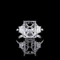 14K White Gold Three Stone Ring with 5.04 Carat Emerald Cut Lab Diamond and 1.28 Carat Trapezoid Cut Side Stones - 6.32 Carat Total Weight, GIA Certified - Covaloro Fine Jewelry