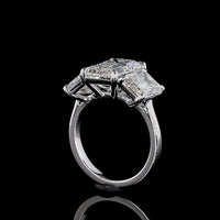 14K White Gold Three-Stone Ring with Emerald Cut Lab Diamonds - 3.62 Carat Center Stone, 7.08 Carat Total Weight - Covaloro Fine Jewelry