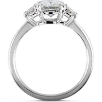 14K White Gold Three-Stone Ring with North-South Radiant Cut Lab Diamond and Side Stones, 1.34 Carat Total Diamond Weight, E-F Color VS1 Clarity - Covaloro Fine Jewelry