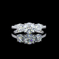 14K White Gold Three Stone Ring with Round Brilliant Cut Lab Diamonds - 1.38 Carats Total Diamond Weight - Covaloro Fine Jewelry