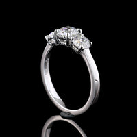 14K White Gold Three Stone Ring with Round Brilliant Cut Lab Diamonds - 1.38 Carats Total Diamond Weight - Covaloro Fine Jewelry