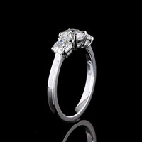 14K White Gold Three Stone Ring with Round Brilliant Cut Lab Diamonds - 1.38 Carats Total Diamond Weight - Covaloro Fine Jewelry