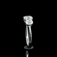 14K White Gold Three Stone Ring with Round Brilliant Cut Lab Diamonds - 2.12 Carat Total Weight (Center:1.05 Carats E VVS2, Sides:1.07 Carats D VVS2) - Covaloro Fine Jewelry