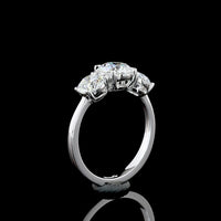 14K White Gold Three Stone Ring with Round Brilliant Cut Lab Diamonds - 2.12 Carat Total Weight (Center:1.05 Carats E VVS2, Sides:1.07 Carats D VVS2) - Covaloro Fine Jewelry