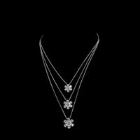 14K White Gold Three-Tier Graduating Flower Pendant Necklace with Pear and Round Lab Grown Diamonds - 9.33 Carats Total Diamond Weight - Covaloro Fine Jewelry