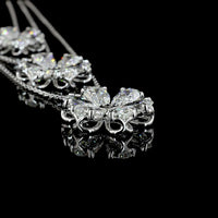 14K White Gold Three-Tier Graduating Flower Pendant Necklace with Pear and Round Lab Grown Diamonds - 9.33 Carats Total Diamond Weight - Covaloro Fine Jewelry