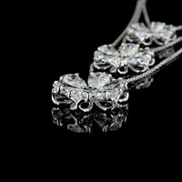 14K White Gold Three-Tier Graduating Flower Pendant Necklace with Pear and Round Lab Grown Diamonds - 9.33 Carats Total Diamond Weight - Covaloro Fine Jewelry