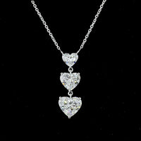 14K White Gold Three-Tier Heart Shape Lab Diamond Pendant - Featuring 3.01 Carats Total Weight E-F VVS2-VS1 Diamonds - Covaloro Fine Jewelry