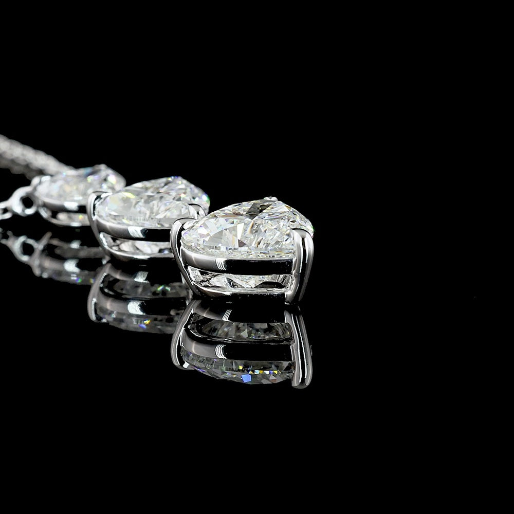 14K White Gold Three-Tier Heart Shape Lab Diamond Pendant - Featuring 3.01 Carats Total Weight E-F VVS2-VS1 Diamonds - Covaloro Fine Jewelry