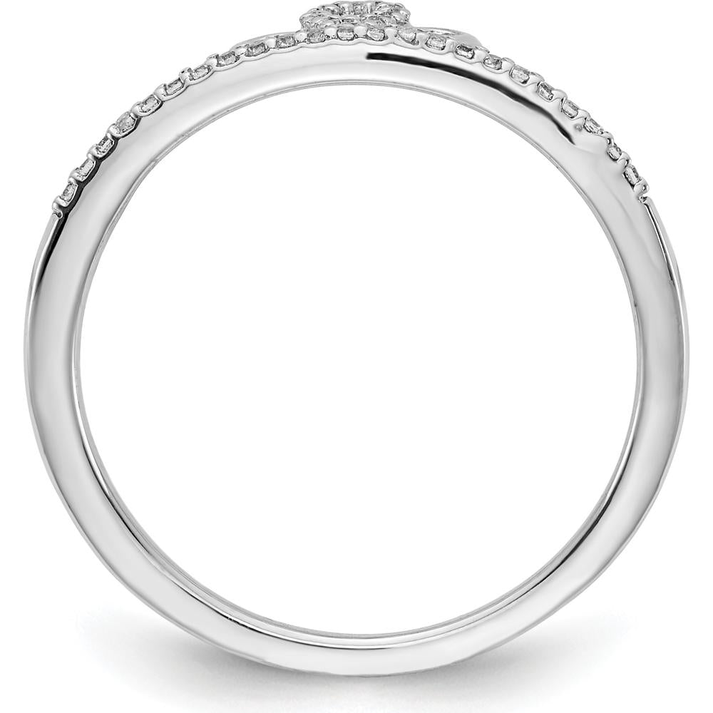 14K White Gold Tiara Ring with Crown Motif Set with 0.10 Carat Round Natural Diamonds by 0