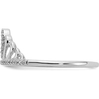 14K White Gold Tiara Ring with Crown Motif Set with 0.10 Carat Round Natural Diamonds by 0