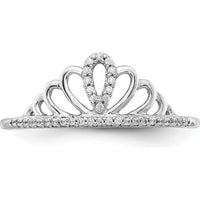 14K White Gold Tiara Ring with Crown Motif Set with 0.10 Carat Round Natural Diamonds by 0