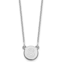 14K White Gold Tiny Circle Block Letter "S" Initial Necklace - Personalized Pendant with Polished Finish by Oro Pregiato