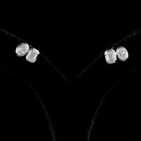 14K White Gold Toi et Moi Earrings with Bezel Set Emerald Cut and Oval Cut Lab Diamonds - 1.94 Carat Total Weight (E-F VS2) - Covaloro Fine Jewelry