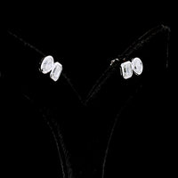14K White Gold Toi et Moi Earrings with Bezel Set Emerald Cut and Oval Cut Lab Diamonds - 1.94 Carat Total Weight (E-F VS2) - Covaloro Fine Jewelry