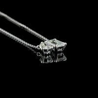 14K White Gold Toi et Moi Pendant with 1.08 Carat Emerald Cut Lab Diamond and 0.54 Carat Pear Shape Lab Diamond - 1.62 Total Carat Weight - Covaloro Fine Jewelry