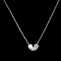 14K White Gold Toi et Moi Pendant with Inclined Pear-Shape Lab Diamonds - 0.64 Carat Total Weight, E-F Color VS Clarity - Covaloro Fine Jewelry