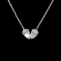 14K White Gold Toi et Moi Pendant with Inclined Pear-Shape Lab Diamonds - 0.64 Carat Total Weight, E-F Color VS Clarity - Covaloro Fine Jewelry