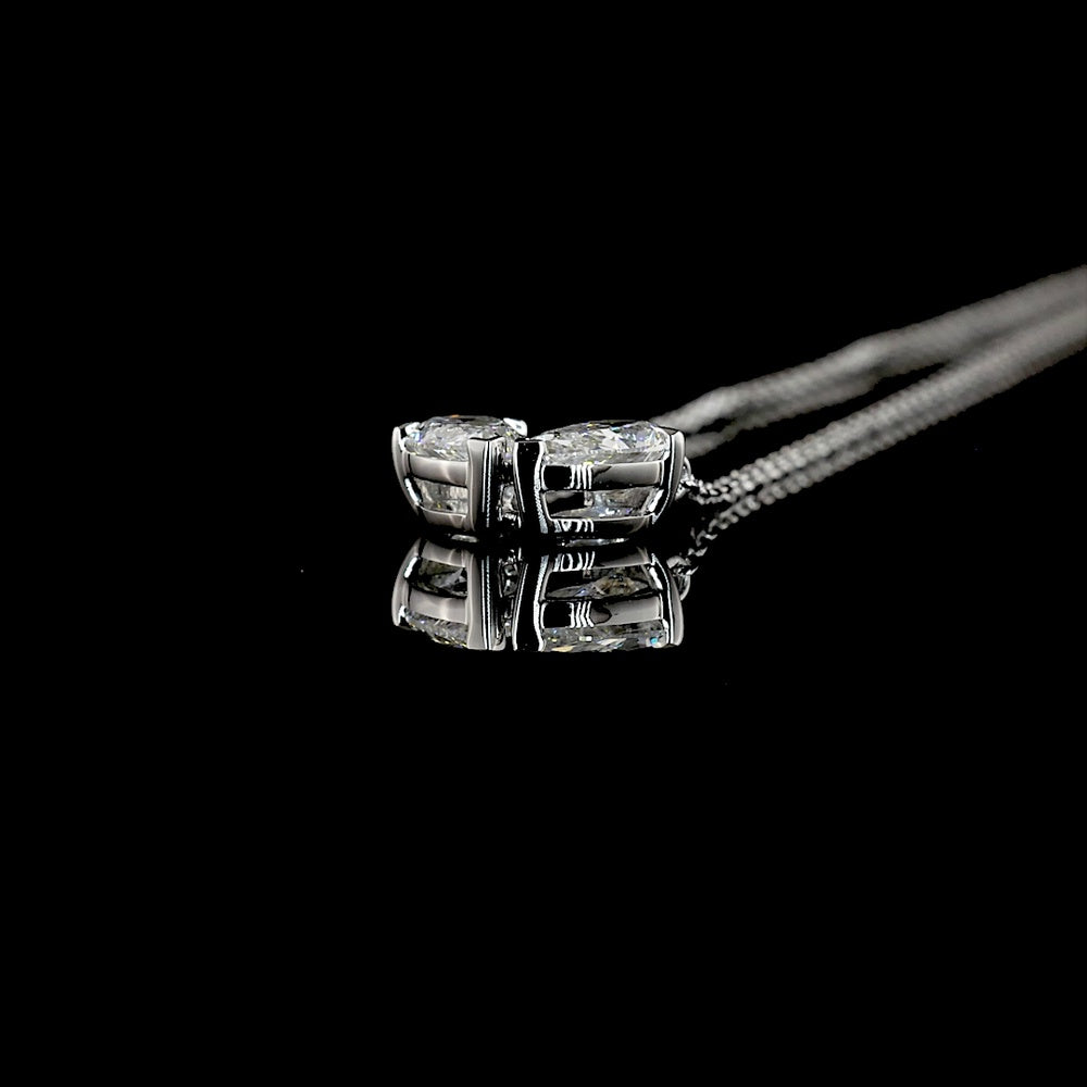 14K White Gold Toi et Moi Pendant with Inclined Pear-Shape Lab Diamonds - 0.64 Carat Total Weight, E-F Color VS Clarity - Covaloro Fine Jewelry