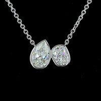 14K White Gold Toi et Moi Pendant with Pear and Emerald Cut Lab Diamonds - 2.50 Carat Total Weight - Covaloro Fine Jewelry