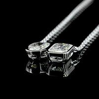 14K White Gold Toi et Moi Pendant with Radiant Cut 1.24 Carats and Oval Cut 1.02 Carats Lab Diamonds - 2.26 Carats Total Diamond Weight - Covaloro Fine Jewelry