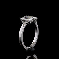 14K White Gold Toi et Moi Ring with 0.99 Carat Emerald Cut and 0.75 Carat Pear Shape Lab Grown Diamonds - 1.74 Total Carat Weight - Covaloro Fine Jewelry