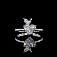 14K White Gold Toi et Moi Ring with 1.72 Carats Heart Cut Lab Diamond and 0.16 Carats Marquise Diamond - 1.88 Carats Total Carat Weight - Covaloro Fine Jewelry