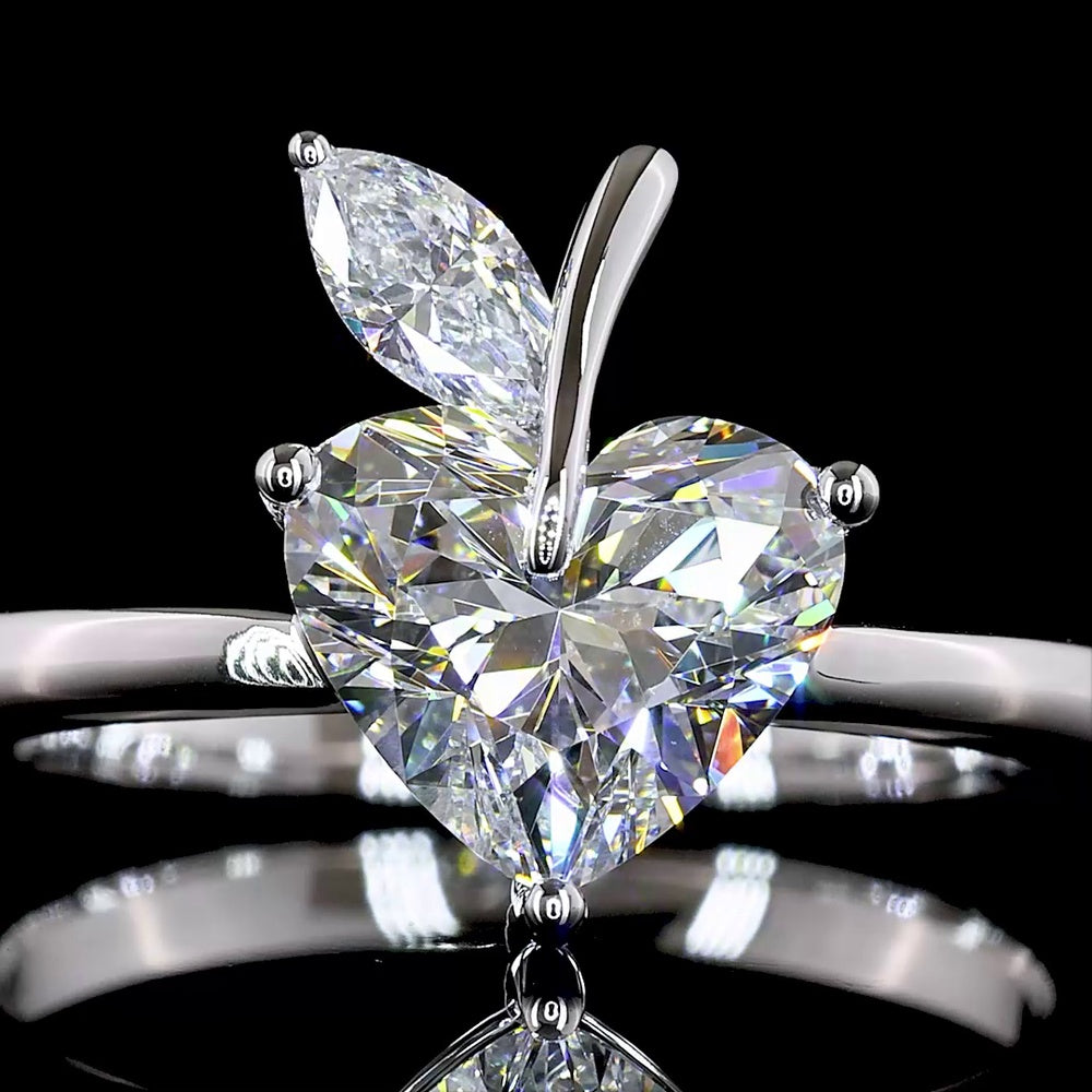 14K White Gold Toi et Moi Ring with 1.72 Carats Heart Cut Lab Diamond and 0.16 Carats Marquise Diamond - 1.88 Carats Total Carat Weight - Covaloro Fine Jewelry
