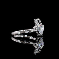 14K White Gold Toi et Moi Ring with 1.72 Carats Heart Cut Lab Diamond and 0.16 Carats Marquise Diamond - 1.88 Carats Total Carat Weight - Covaloro Fine Jewelry