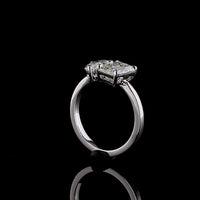 14K White Gold Toi et Moi Ring with 1.80 Carats Emerald Cut F VS1 Lab Diamond and 1.25 Carats Pear Shape E VVS2 Lab Diamond - 3.05 Carats Total Diamond Weight - Covaloro Fine Jewelry