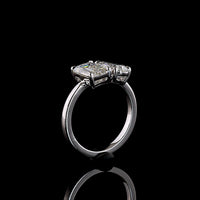14K White Gold Toi et Moi Ring with 1.80 Carats Emerald Cut F VS1 Lab Diamond and 1.25 Carats Pear Shape E VVS2 Lab Diamond - 3.05 Carats Total Diamond Weight - Covaloro Fine Jewelry