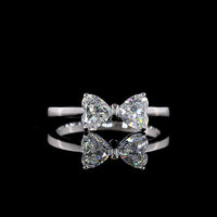 14K White Gold Toi et Moi Ring with 2 Heart-Shaped Lab Diamonds - E-F VS1 Quality - 0.85 Carat Total Weight - Covaloro Fine Jewelry